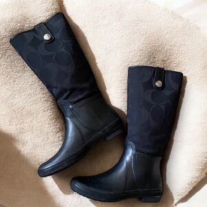 Rain Coach Black Knee-High  Boots